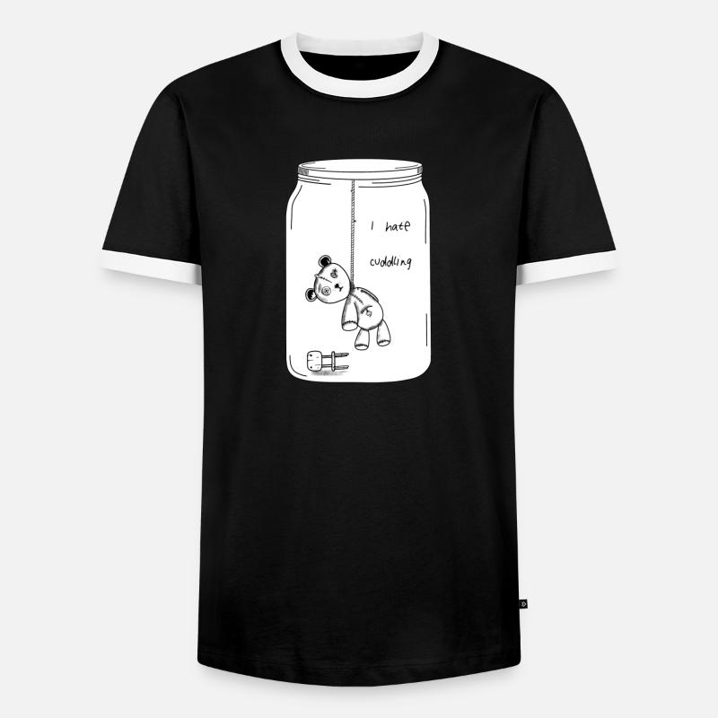 I hate cuddling (BW Version) - Men's Ringer Shirt - black/white
