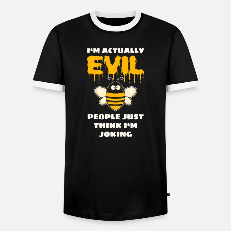 Funny Evil Bee - Men's Ringer Shirt - black/white