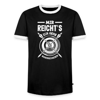 I go archery - Men's Ringer Shirt - black/white - Front - AI Model Female 172 light (172cm) & AI Model Male 178 light (178cm)
