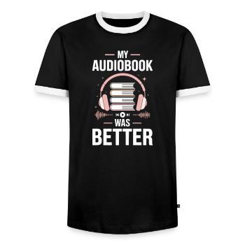 Lire des livres audio en disant - mon livre audio était meilleur - T-shirt contrasté Homme - noir/blanc - Devant - AI Model Female 172 light (172cm) & AI Model Male 178 light (178cm)