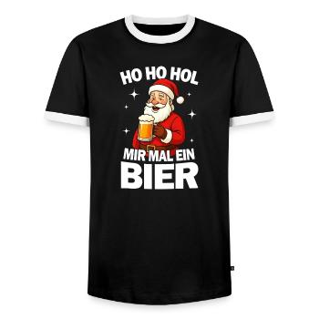 Ho Ho Bier – Santa Feier Motiv - Männer Kontrast-T-Shirt - Schwarz/Weiß - Vorne - AI Model Female 172 light (172cm) & AI Model Male 178 light (178cm)