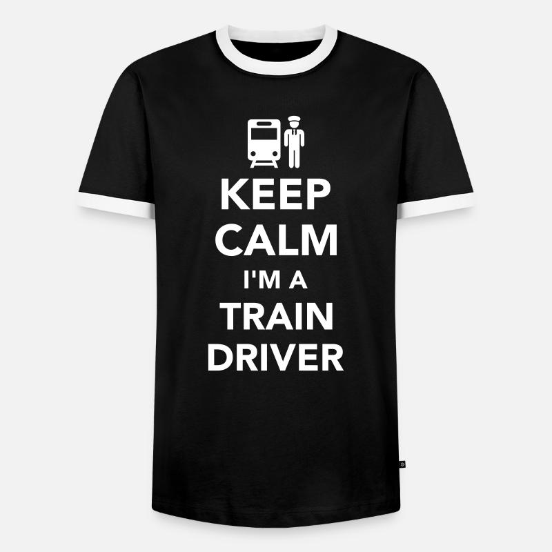 Train driver - Men's Ringer Shirt - black/white