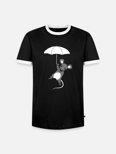 Cute Flying Mouse - Men's Ringer Shirt - black/white