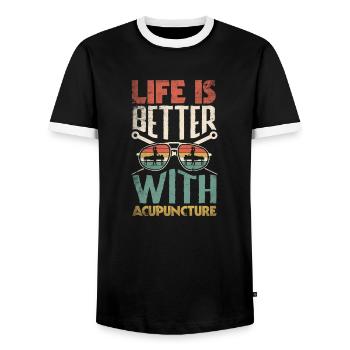 Acupuncture Acupuncturist Life Is Better With - Men's Ringer Shirt - black/white - Front - AI Model Female 172 light (172cm) & AI Model Male 178 light (178cm)