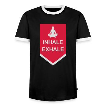 Inspirez expirez Yoga citation - T-shirt contrasté Homme - noir/blanc - Devant - AI Model Female 172 light (172cm) & AI Model Male 178 light (178cm)