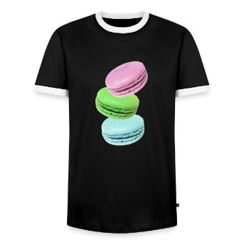 Macarons - Men's Ringer Shirt - black/white - Front - AI Model Female 172 light (172cm) & AI Model Male 178 light (178cm)