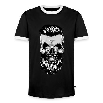Hipster Skull Totenkopf mit Bart - Männer Kontrast-T-Shirt - Schwarz/Weiß - Vorne - AI Model Female 172 light (172cm) & AI Model Male 178 light (178cm)