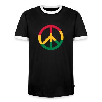Peacezeichen Rastafari Reggae Musik Frieden Pace - Männer Kontrast-T-Shirt - Schwarz/Weiß - Vorne - AI Model Female 172 light (172cm) & AI Model Male 178 light (178cm)