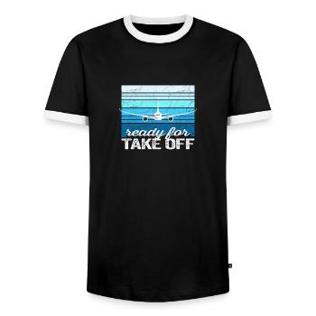 Prêt pour le décollage - Vintage Sun Gift - T-shirt contrasté Homme - noir/blanc - Devant - AI Model Female 172 light (172cm) & AI Model Male 178 light (178cm)
