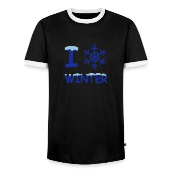I love winter Schneeflocke - Männer Kontrast-T-Shirt - Schwarz/Weiß - Vorne - AI Model Female 172 light (172cm) & AI Model Male 178 light (178cm)