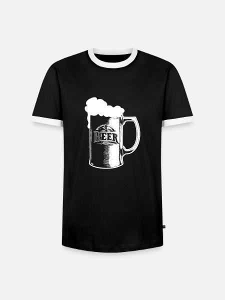 Voller Bierkrug mit Schaum - Männer Kontrast-T-Shirt - Schwarz/Weiß