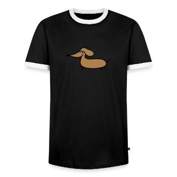 dachshund - T-shirt contrasté Homme - noir/blanc - Devant - AI Model Female 172 light (172cm) & AI Model Male 178 light (178cm)