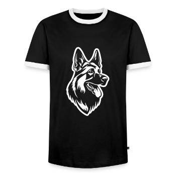 Tête de chien de berger allemand - T-shirt contrasté Homme - noir/blanc - Devant - AI Model Female 172 light (172cm) & AI Model Male 178 light (178cm)