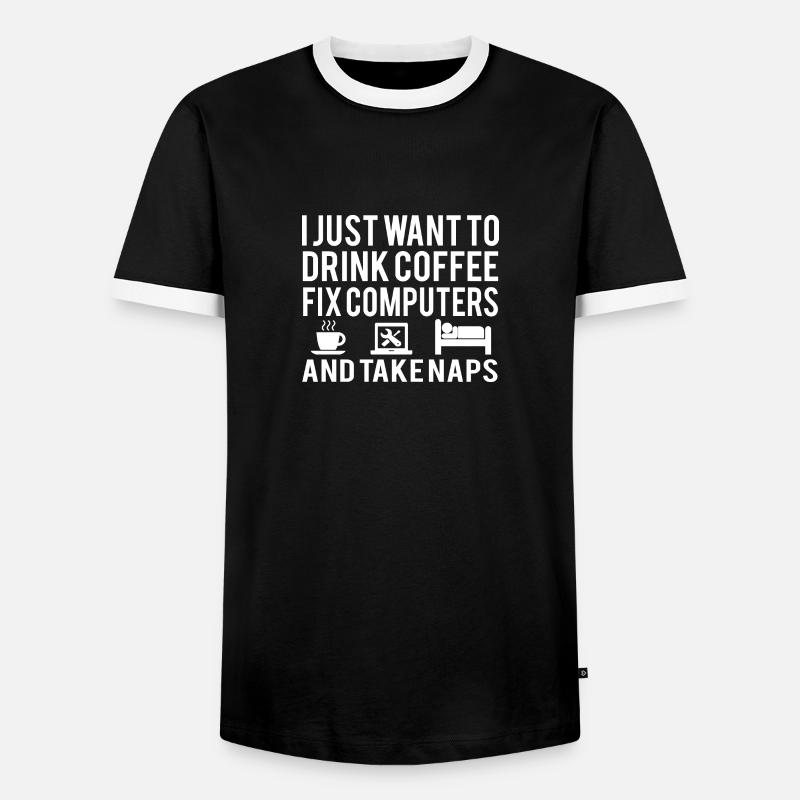 Computer Techniker - Männer Kontrast-T-Shirt - Schwarz/Weiß