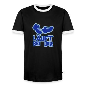 Läuft Bei Dir mit Schuhen - Männer Kontrast-T-Shirt - Schwarz/Weiß - Vorne - AI Model Female 172 light (172cm) & AI Model Male 178 light (178cm)