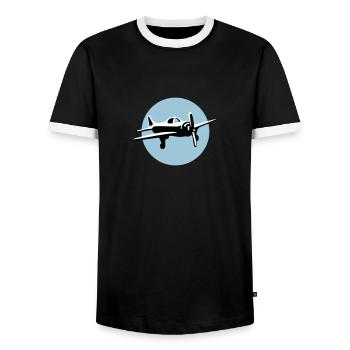 wings_of_steel_b_3c - Men's Ringer Shirt - black/white - Front - AI Model Female 172 light (172cm) & AI Model Male 178 light (178cm)