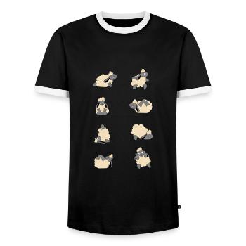 Yoga Sheeps - Männer Kontrast-T-Shirt - Schwarz/Weiß - Vorne - AI Model Female 172 light (172cm) & AI Model Male 178 light (178cm)