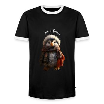 yes i freeze - Men's Ringer Shirt - black/white - Front - AI Model Female 172 light (172cm) & AI Model Male 178 light (178cm)