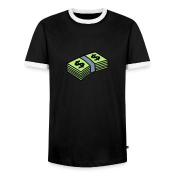 Money dollars 3 colors - T-shirt contrasté Homme - noir/blanc - Devant - AI Model Female 172 light (172cm) & AI Model Male 178 light (178cm)