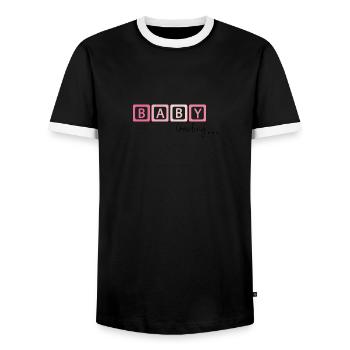Baby loading… Aufdruck - Männer Kontrast-T-Shirt - Schwarz/Weiß - Vorne - AI Model Female 172 light (172cm) & AI Model Male 178 light (178cm)