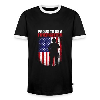 Pompier Pompier - T-shirt contrasté Homme - noir/blanc - Devant - AI Model Female 172 light (172cm) & AI Model Male 178 light (178cm)
