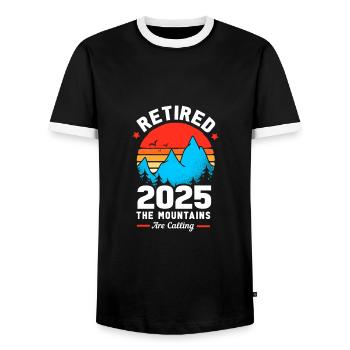 Retraite 2025 Retraité Pension Retraité - T-shirt contrasté Homme - noir/blanc - Devant - AI Model Female 172 light (172cm) & AI Model Male 178 light (178cm)