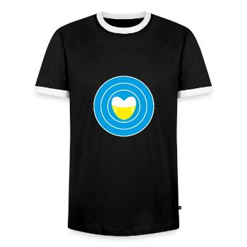Trachtenmotiv Herz mit Bier. - Männer Kontrast-T-Shirt - Schwarz/Weiß - Vorne - AI Model Female 172 light (172cm) & AI Model Male 178 light (178cm)