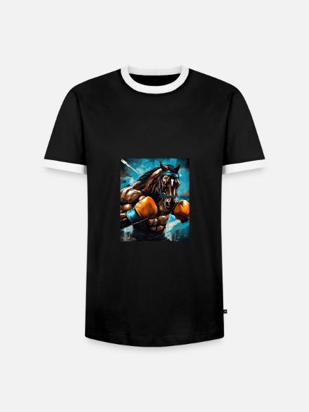 Pferd Boxer Boxen - Männer Kontrast-T-Shirt - Schwarz/Weiß
