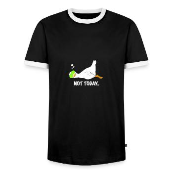 canard drôle de paresseux dicton - T-shirt contrasté Homme - noir/blanc - Devant - AI Model Female 172 light (172cm) & AI Model Male 178 light (178cm)