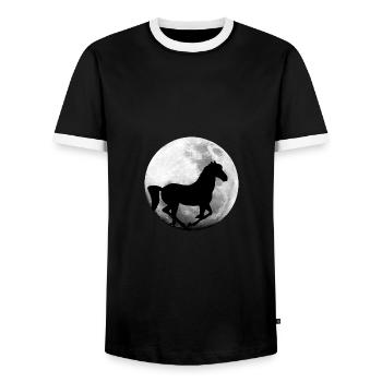 Cheval Pleine Lune Chevaux - T-shirt contrasté Homme - noir/blanc - Devant - AI Model Female 172 light (172cm) & AI Model Male 178 light (178cm)