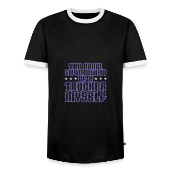 Camionneur drôle de dicton - T-shirt contrasté Homme - noir/blanc - Devant - AI Model Female 172 light (172cm) & AI Model Male 178 light (178cm)