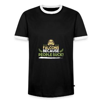 Dicton sportif de fauconnerie - T-shirt contrasté Homme - noir/blanc - Devant - AI Model Female 172 light (172cm) & AI Model Male 178 light (178cm)