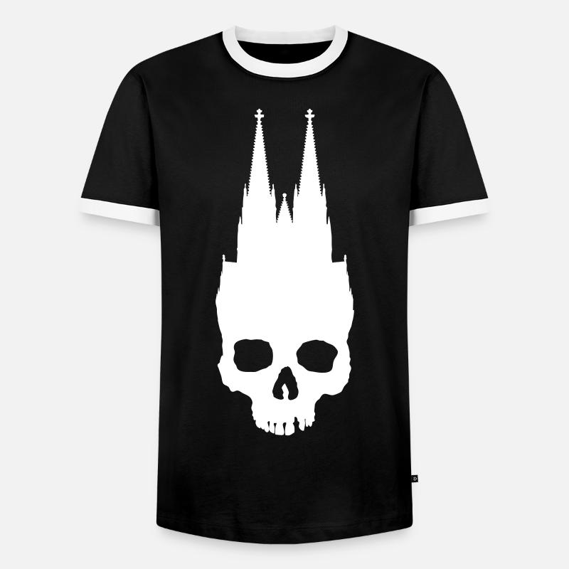 Kölner Dom Schädel - Männer Kontrast-T-Shirt - Schwarz/Weiß