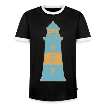 Leuchtturm maritim Küste - Männer Kontrast-T-Shirt - Schwarz/Weiß - Vorne - AI Model Female 172 light (172cm) & AI Model Male 178 light (178cm)