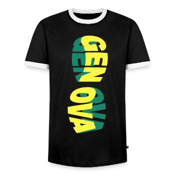 Gênes Gênes Italie Ville Skyline Font Coloré - T-shirt contrasté Homme - noir/blanc - Devant - AI Model Female 172 light (172cm) & AI Model Male 178 light (178cm)