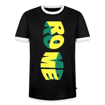 Rom Rome Italien Stadt Skyline Schrift Bunt - Männer Kontrast-T-Shirt - Schwarz/Weiß - Vorne - AI Model Female 172 light (172cm) & AI Model Male 178 light (178cm)
