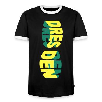 Dresde Allemagne Ville Skyline Font Coloré - T-shirt contrasté Homme - noir/blanc - Devant - AI Model Female 172 light (172cm) & AI Model Male 178 light (178cm)