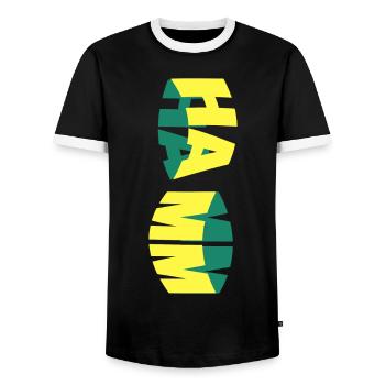 Hamm Deutschland Stadt Skyline Schrift Bunt - Männer Kontrast-T-Shirt - Schwarz/Weiß - Vorne - AI Model Female 172 light (172cm) & AI Model Male 178 light (178cm)