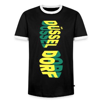 Düsseldorf Deutschland Stadt Skyline Schrift Bunt - Männer Kontrast-T-Shirt - Schwarz/Weiß - Vorne - AI Model Female 172 light (172cm) & AI Model Male 178 light (178cm)