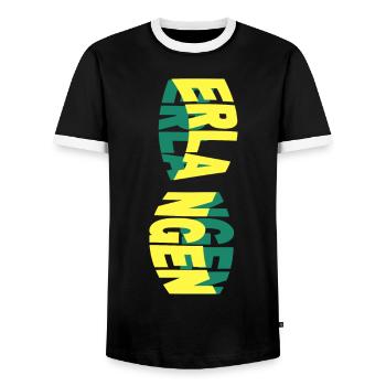 Erlangen Germany City Skyline Font Colorful - Men's Ringer Shirt - black/white - Front - AI Model Female 172 light (172cm) & AI Model Male 178 light (178cm)