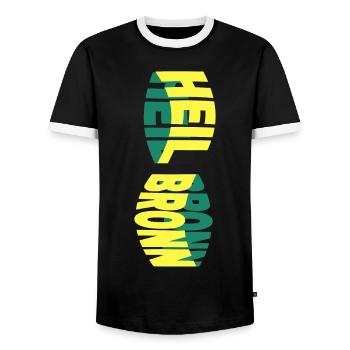 Heilbronn Germany City Skyline Font Colorful - Men's Ringer Shirt - black/white - Front - AI Model Female 172 light (172cm) & AI Model Male 178 light (178cm)