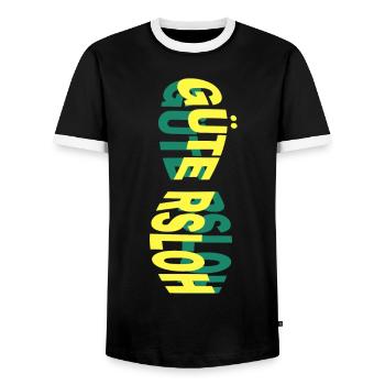 Gütersloh Germany City Skyline Font Colorful - Men's Ringer Shirt - black/white - Front - AI Model Female 172 light (172cm) & AI Model Male 178 light (178cm)