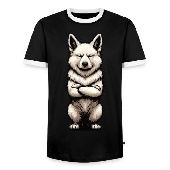 White German Shepherd German Shepherd German Shepherds - Men's Ringer Shirt - black/white - Front - AI Model Female 172 light (172cm) & AI Model Male 178 light (178cm)