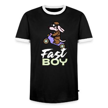 Fast Boy Teckel Chien Cadeau Wiener Dog - T-shirt contrasté Homme - noir/blanc - Devant - AI Model Female 172 light (172cm) & AI Model Male 178 light (178cm)