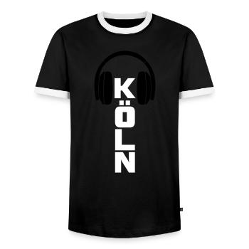 Köln City DJ Music Dubstep Shirt - Männer Kontrast-T-Shirt - Schwarz/Weiß - Vorne - AI Model Female 172 light (172cm) & AI Model Male 178 light (178cm)