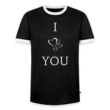 I Love You - Men's Ringer Shirt - black/white - Front - AI Model Female 172 light (172cm) & AI Model Male 178 light (178cm)