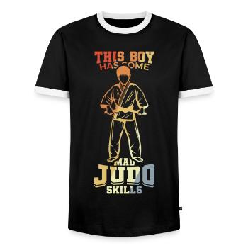 Judo Child - Men's Ringer Shirt - black/white - Front - AI Model Female 172 light (172cm) & AI Model Male 178 light (178cm)