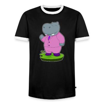 Nilpferd Bräutigam Anzug Hochzeit - Männer Kontrast-T-Shirt - Schwarz/Weiß - Vorne - AI Model Female 172 light (172cm) & AI Model Male 178 light (178cm)