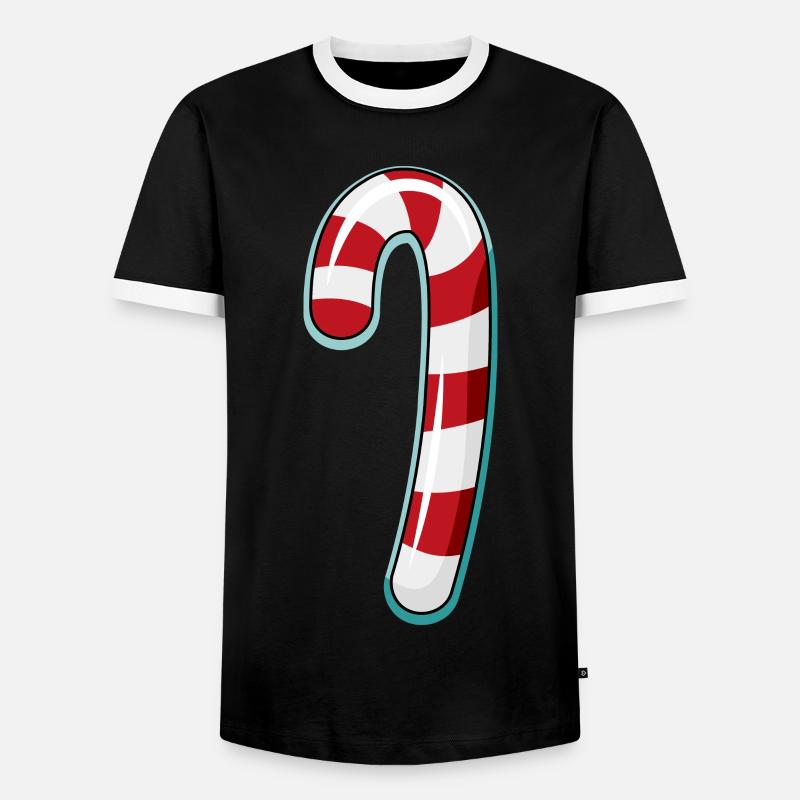 Candy Cane Striped Design - Men's Ringer Shirt - black/white