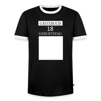 Guestbook 18th Birthday - Men's Ringer Shirt - black/white - Front - AI Model Female 172 light (172cm) & AI Model Male 178 light (178cm)